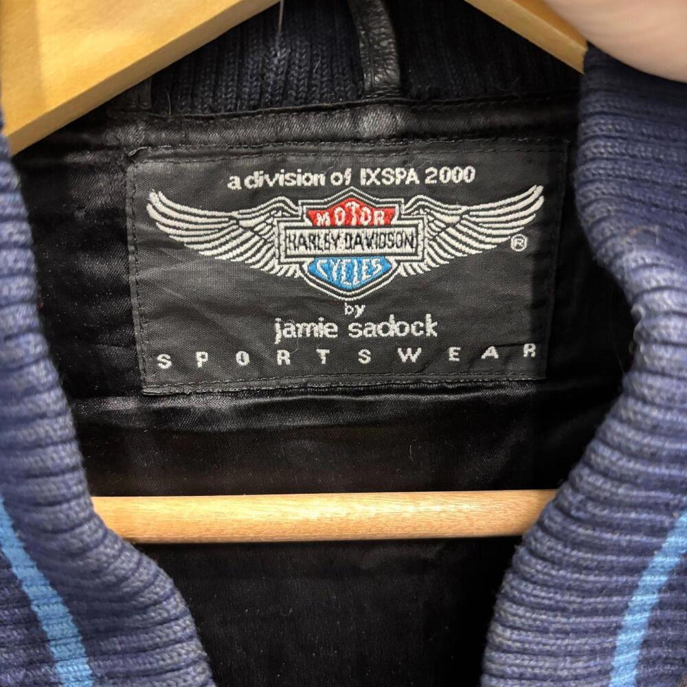 Vintage Harley-Davidson Leather Sleeve Varsity Jacket - Picture 3 of 5